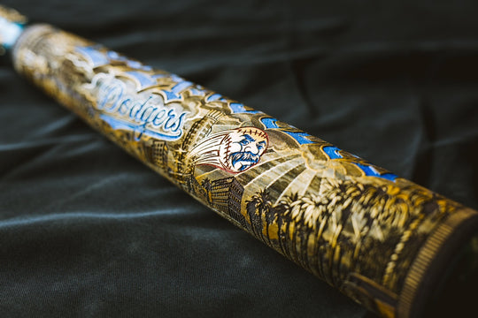 GOLD WORLD SERIES 2024 x LA DODGERS X MISTER CARTOON X PILLBOX FULL-SIZE HAND PAINTED & NUMBERED LIMITED EDITION COLLECTORS BAT