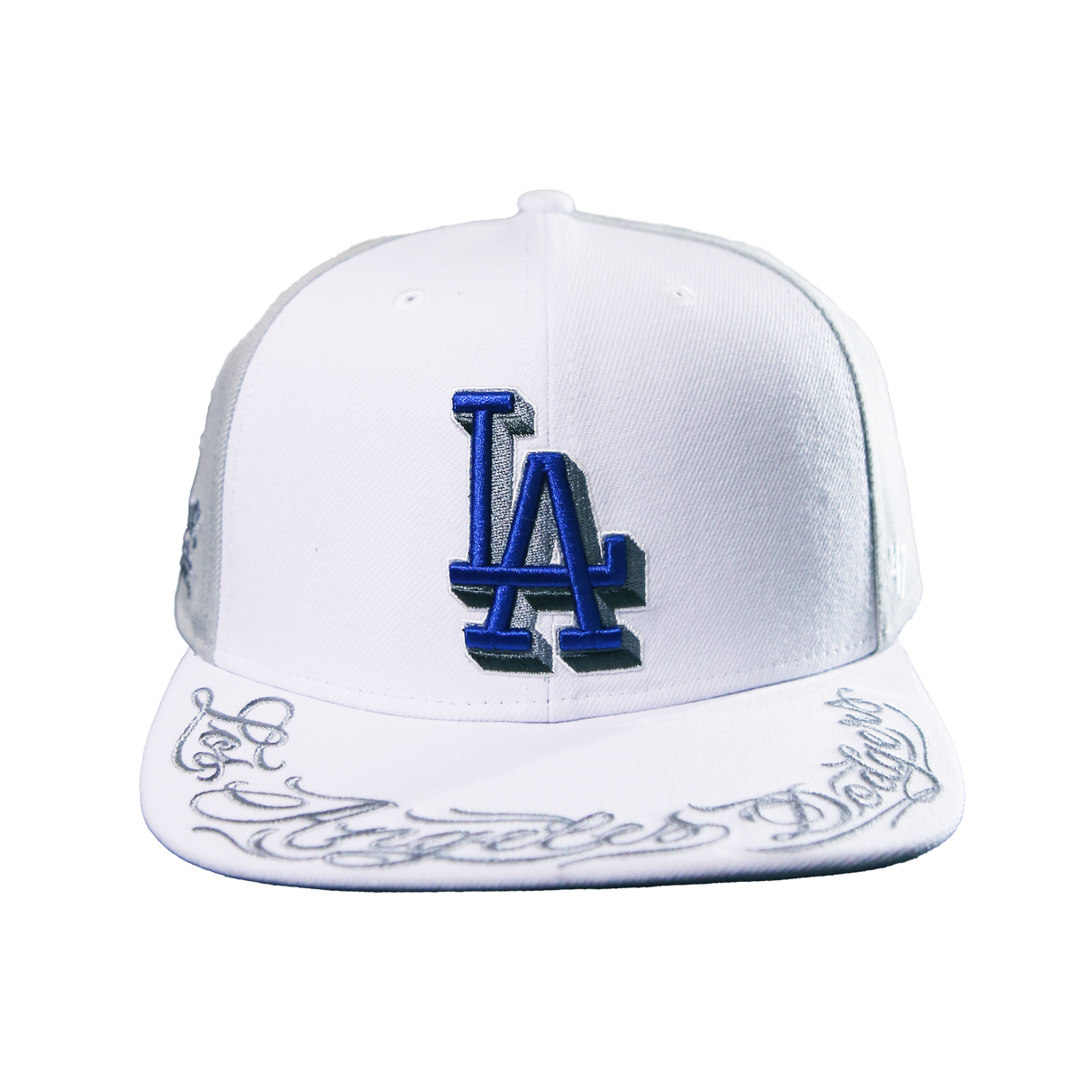 LA Dodgers Grey & White Script Captains Hat