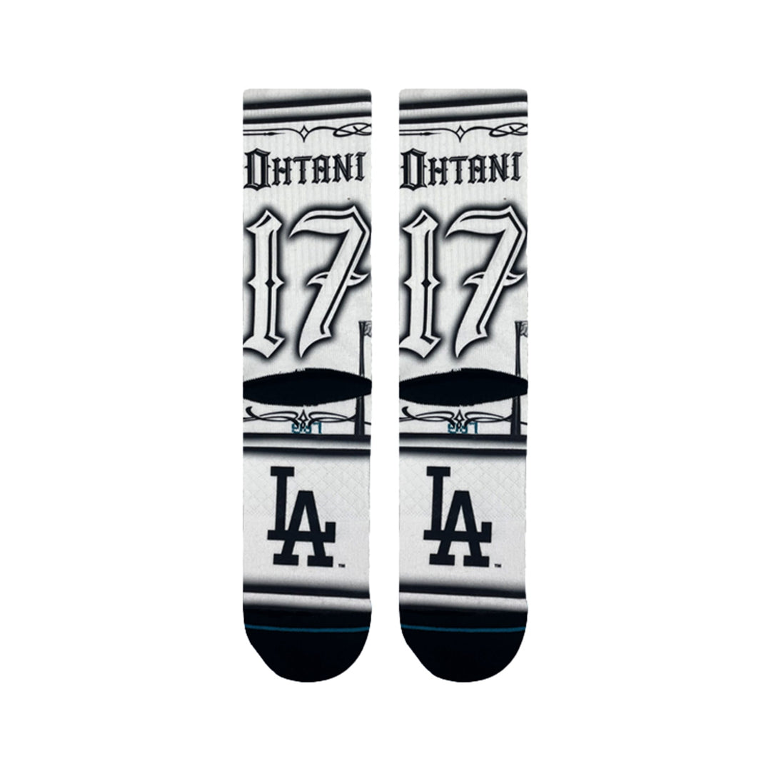 LA Dodgers x Cartoon x Shohei Ohtani Stance Crew Socks - White - Toons Mart