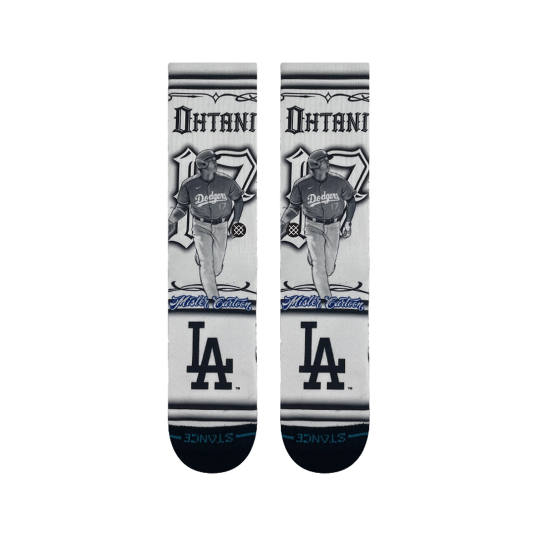 LA Dodgers x Cartoon x Shohei Ohtani Stance Crew Socks - White - Toons Mart