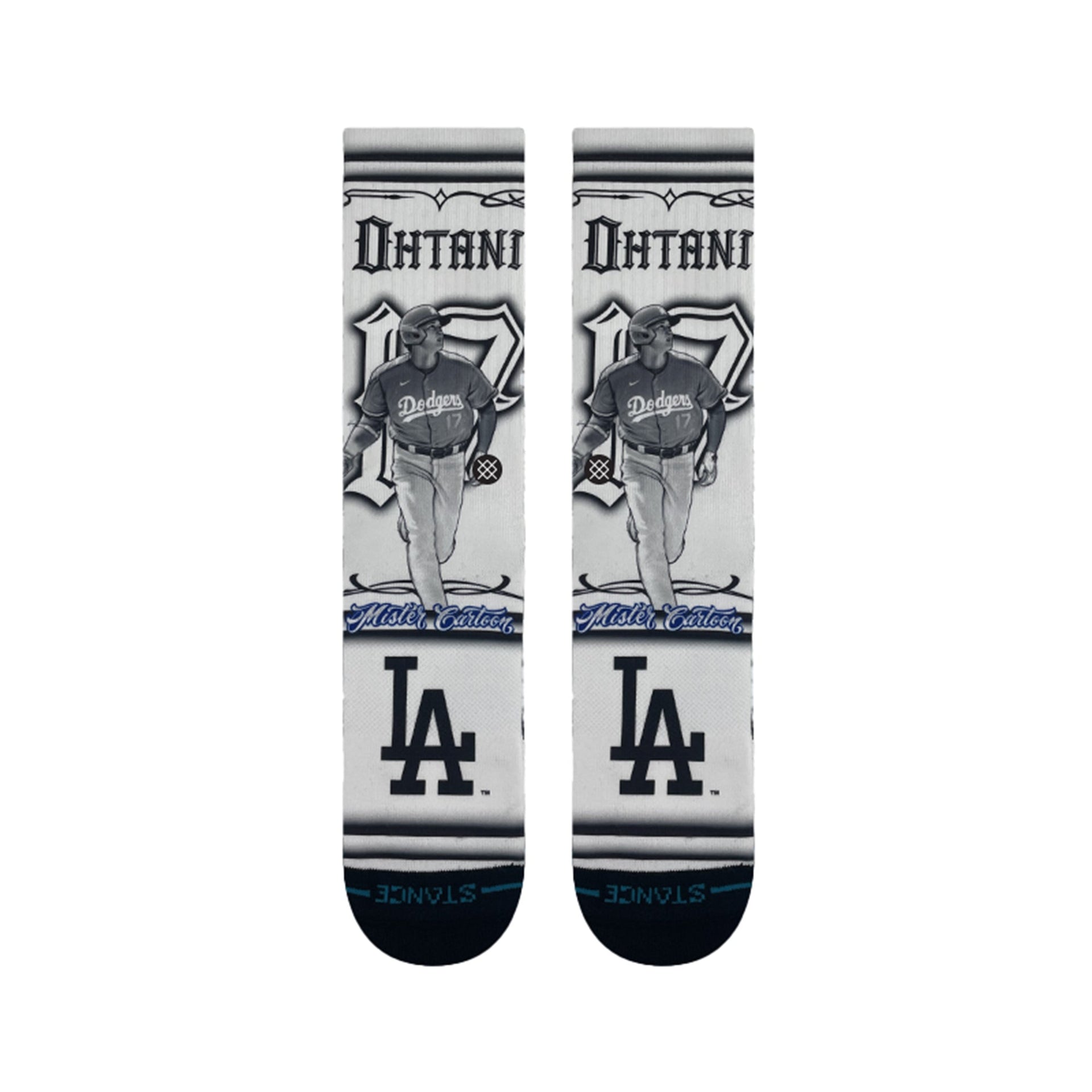 LA Dodgers x Cartoon x Shohei Ohtani Stance Crew Socks - White - Toons Mart