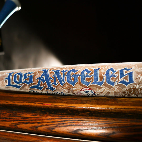 LA Dodgers x Mister Cartoon x Pillbox Full - Size Hand Painted Numbered Limited Edition Collectors Bat - Toons Mart