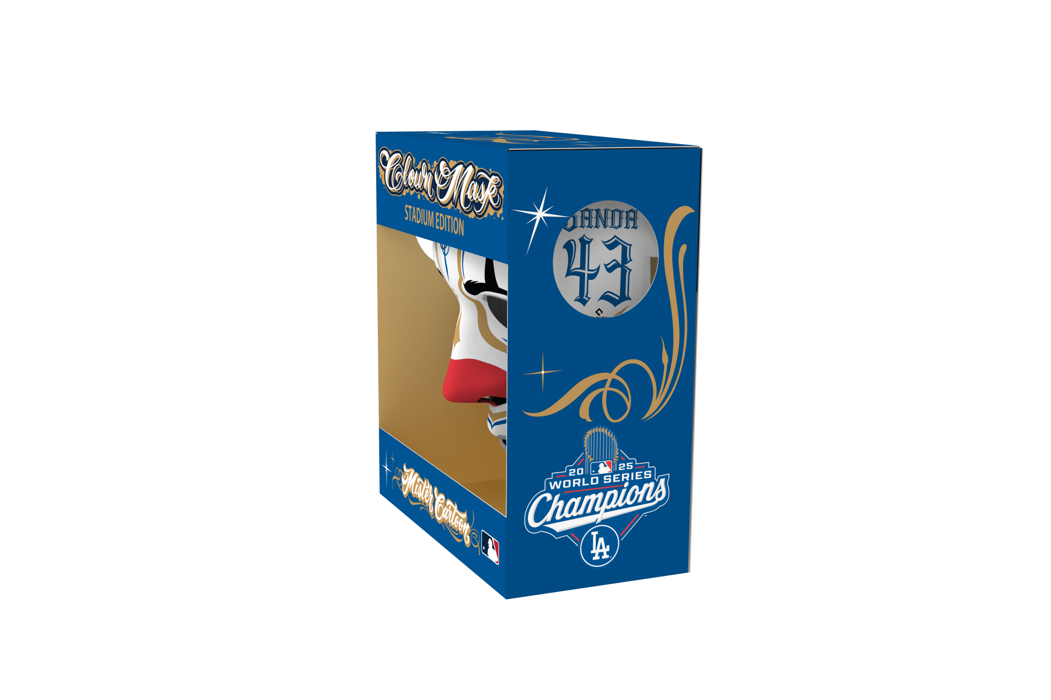 Mister Cartoon Clown Mask - Stadium Edition - Los Angeles Dodgers WSC’25 Name & Number - Anthony Banda - Toons Mart