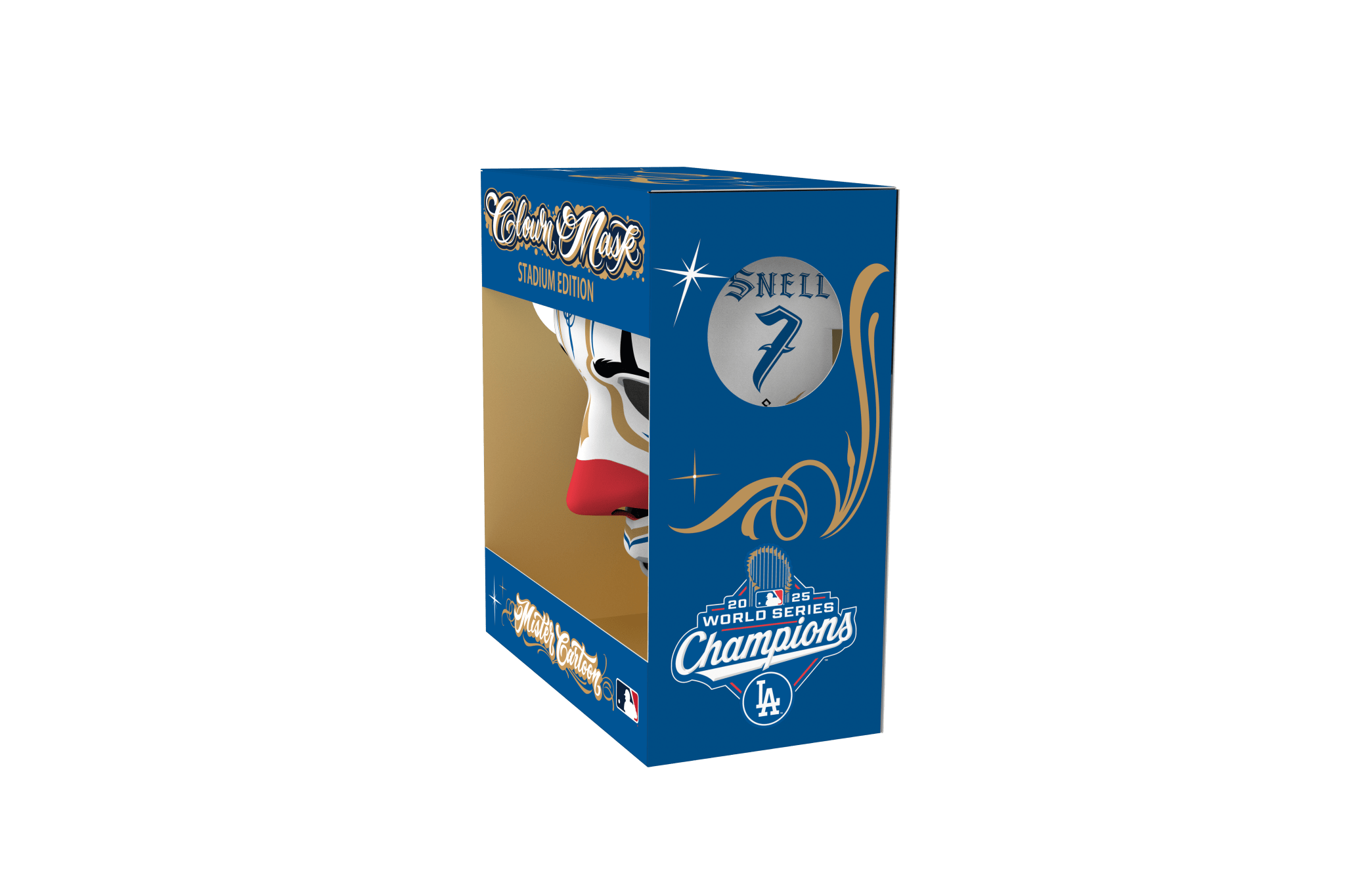 Mister Cartoon Clown Mask - Stadium Edition - Los Angeles Dodgers WSC’25 Name & Number - Snell - Toons Mart