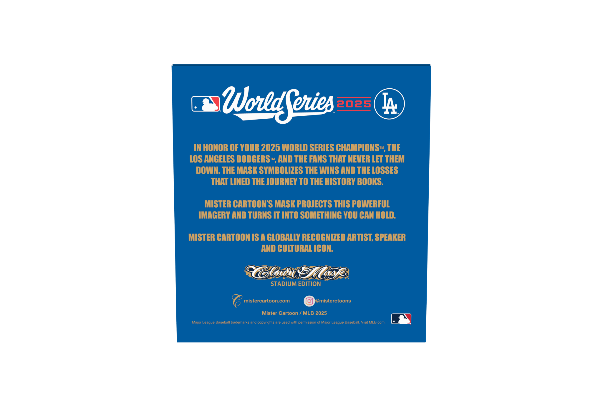 Mister Cartoon Clown Mask - Stadium Edition - World Series 2025 Champions Los Angeles Dodgers - Toons Mart