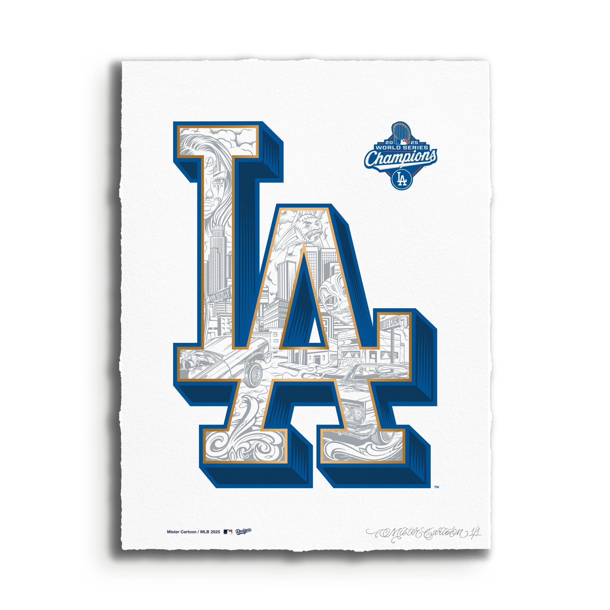 Mister Cartoon - LA Dodgers World Series Champions 2025 Print - Signed & Numbered by Mister Cartoon - Toons Mart